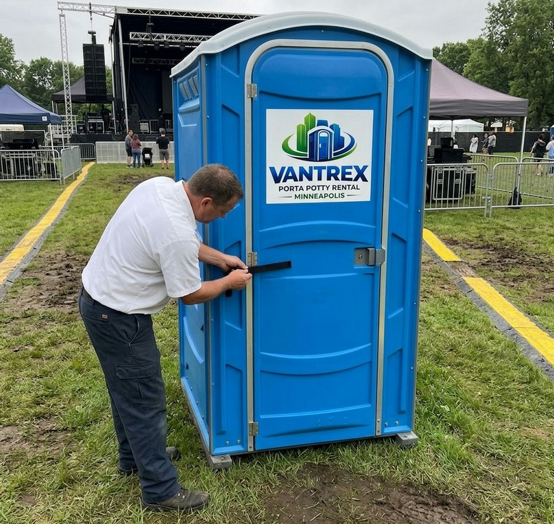Porta potty setup at event
